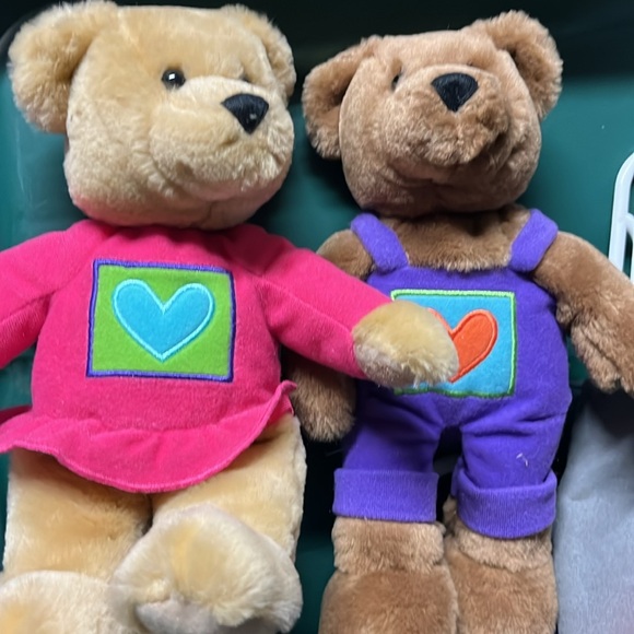 Vintage Hallmark Kissing Teddy Bears Heart Magnetic Nose 10" Stuffed Plush Toys - Picture 1 of 5